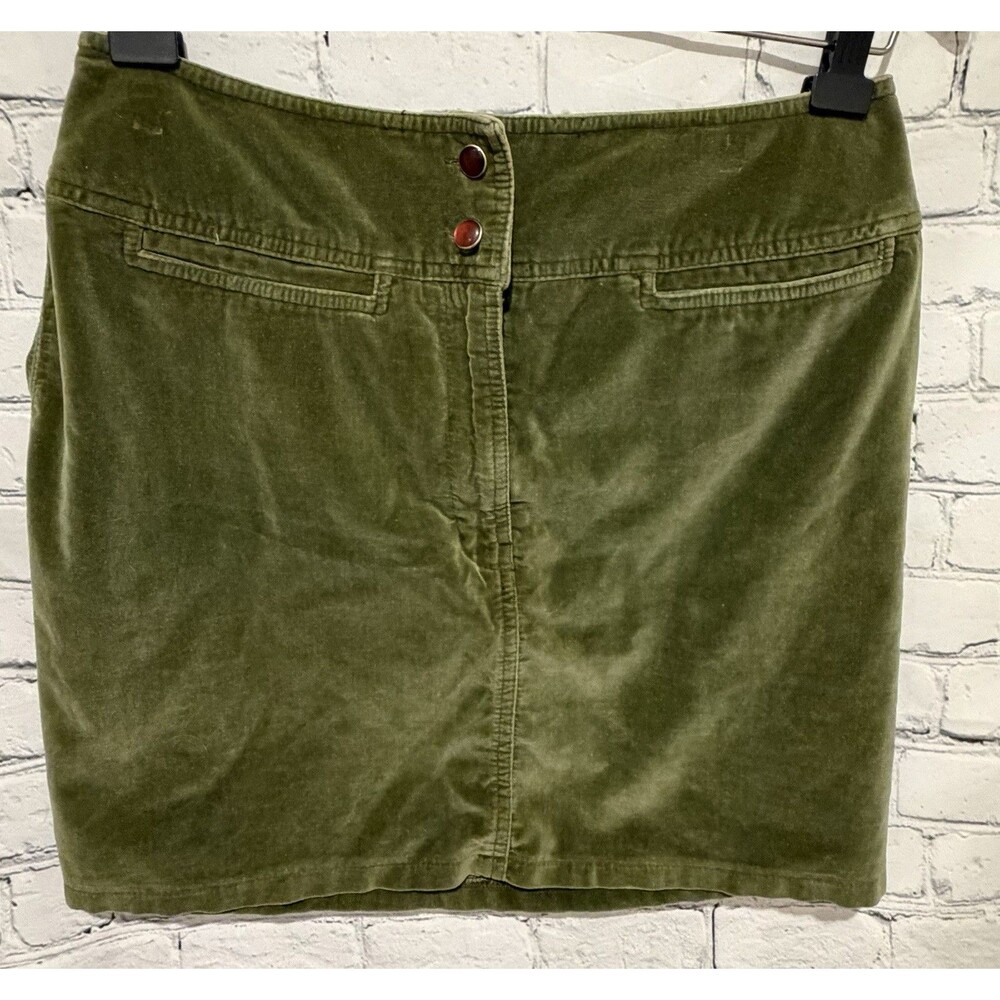 Vintage 90s Express Women's Olive Green Velvet Mini Skirt Size 11/12